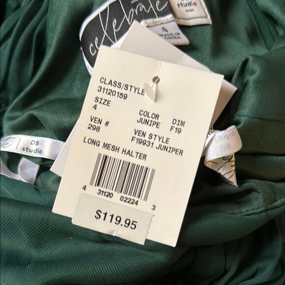 David's Bridal Celebrate DB Studio High-Neck Mesh Dress Juniper Green size 4 NWT - Picture 11 of 11